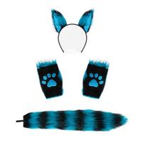 Katės moters kostiumo galvos apdangalas Lolita Helovino persirengimo miela kačių ausų lankelio rinkinys Mergaitei mėlyna