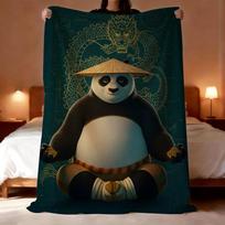 Kung Fu Panda Throw Lightweight 240g Flannel Blanket Soft Skin-friendly for Summer Cooling 125cm*150cm
