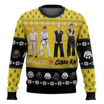 Movie Cobra Kai Sweep The Leg Karate Kid Cosplay Ugly Christmas Sweater Graphic Sweatshirts Harajuku Streetwear Jumper Sweaters 2XL yellow