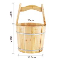 Wooden Bucket Wood Sauna Sturdy Handle Bath Pail for Spring
