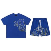 High Quality Syna World Hip Hop Foam Print Short Sleeve T-Shirt Shorts Set Streetwear Men S blue