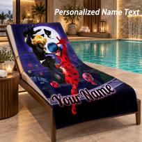 Miraculous Ladybug Custom Name Beach Towel Large Soft Towel for Indoor Bathroom Outdoor Beach 70cmx140cm(27x55inch) brown
