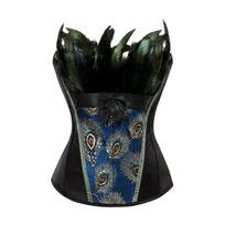 Peacock Feather Embroidery European Royal Corset Waist Trainer Party Performance Shapewear 6XL juoda