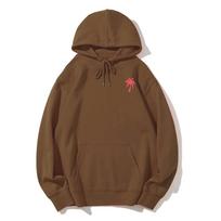 Pink Palm Puff Hoodie Sweatshirt, Pure Cotton Colors Back Pr S