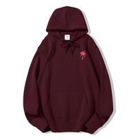 Pink Palm Puff Hoodie Sweatshirt, Pure Cotton Colors Back Pr M