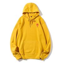 Pink Palm Puff Hoodie Sweatshirt, Pure Cotton Colors Back Pr M