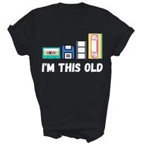 I'm This Old 1980s Cassette VHS Floppy Disk Unisex Shirt Gift T-Shirt XL blue
