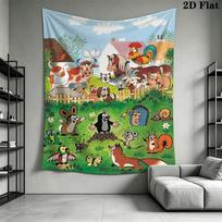 Cartoon Mole Print Pattern Home Decor Tapestry, Wall Hanging, Decorative RV Wall Cloth.ZGT0914258 150cm x 200cm white