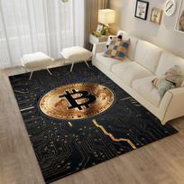 Bitcoin Kilimas Miegamojo Naktinio Stalo Dekoras Kilimas Bitcoin 3D Grindų Kilimėlis Didelis Animacinis Plotinis Kilimas Svetainės Kūrybiškas Bitcoin Neslystantis Kilimėlis 40cm x 60cm