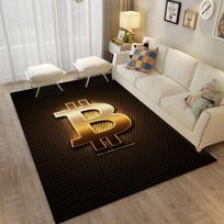Bitcoin Kilimas Miegamojo Naktinio Stalo Dekoras Kilimas Bitcoin 3D Grindų Kilimėlis Didelis Animacinis Plotinis Kilimas Svetainės Kūrybiškas Bitcoin Neslystantis Kilimėlis 60x90cm