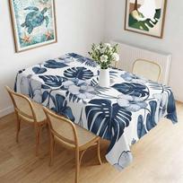 Tropical Blue Flower Palm Leaves Rectangle Tablecloth for Table Decor Summer Hawaiian Plant Dining Table Cloth Party Decorations 60*120inch(152cm*300cm）