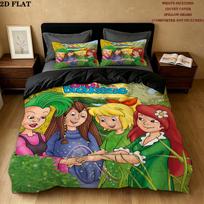Bibi Tina Pattern Bedding Quilt Set Quilt Cover Pillowcase Home Birthday Gift(1 * duvet cover + 2 * pillowcase, without core) 200x220cm