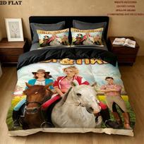 Bibi Tina Pattern Bedding Quilt Set Quilt Cover Pillowcase Home Birthday Gift(1 * duvet cover + 2 * pillowcase, without core) 200x220cm