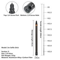 For Insta360 X6 X5 X4 X3 Invisible Selfie Stick Extended Selfie Stick for GoPro 13 12 DJI Action 6 5 4 Camera Aluminum Stand 7 3m Carbon Fiber2
