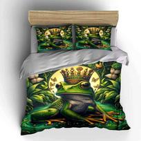 Royal Frog Nature-Themed Decor  kid's and adults' bedroom decor, Exquisite three-piece bedding set gift EU Twin 135X200cm&set black