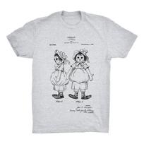 Raggedy Ann Patent T-Shirt. Rag Doll Premium Cotton Tee. Black White or Gray NEW M white