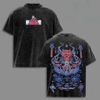 Jiraiya Vintage Washed T-Shirt, Double Sided Unisex Streetwear Tee, Anime Graphi 2XL black