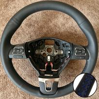 Rankomis siūta neslystanti dirbtinės odos vairo apdangalas, tinkantis Volkswagen Gol Tiguan Passat B7 Passat CC Touran Jetta Mk6 Blue Thread