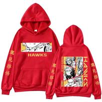 Anime Mano Herojų Akademija Hawks Hoodies Vyrams Moterims Žiemai Pavasariui Vilnos Megztiniai Patogūs Laisvi Su Gobtuvu Streetwear L raudona