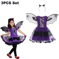 Vaikų mergaičių vampyro velnio kostiumas Cosplay pilnas komplektas su aksesuarais Helovino tematikos vakarėlio kostiumas šventinė dovana mergaitėms 140cm gray