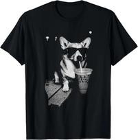 Corgi Drinking Iced Coffee Funny Corgi Dog Coffee Vintage T-Shirt unisex T-Shirt XL gray