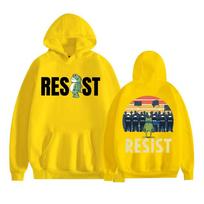 Portland Frog Protest Anti ICE Resist Funny Meme Hoodies Unisex Fashion Trend High Street Sweatshirts Casual Fleece Loose Hooded XXL yellow