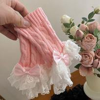 Y2k Hand Sleeves Mittens Foot Warmer Lolita Hand Sleeves Fairy Bow Knot Gloves  Fall Winter Season rožinė