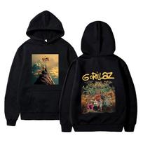 Rock Band Gorillaz The Mountain Tour Graphic Hoodie Men Women Fashion Casual Oversized Sweatshirt Male Vintage Fleece Hoodies M black