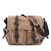 Mens Canvas DSLR Camera Bag With Waterproof Inner Liner Shoulder Crossbody Outdoor Travel Photography Khaki Inner Liner