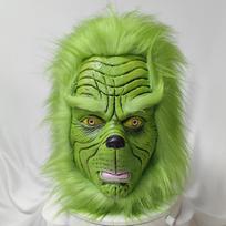 Grinčo žalias monstras latekso Cosplay kaukė - Kalėdų vakarėlio galvos apdangalas beige
