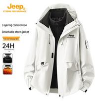 JEEP Unisex 3-in-1 Waterproof Outdoor Mountaineering Jacket 3XL white