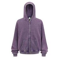 430g American Heavyweight 100% Cotton Terry Drop Shoulder Trendy Hooded Casual Zipper Washable Hoodie S gray