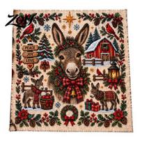 Beginner Friendly Stitching Kits Christmas Animal Cross Stitch Kit, Holiday Embroidery Starter Seasonal Home Decor Patterns Pattern, Festive Craft Kit E
