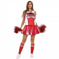 Womens Cheerleading Outfit Sexy Dance Performance Costume Milk Fabric Red XS-XL M