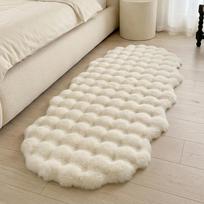 Super Soft Faux Rabbit Hair Bedside Carpet Solid Bedroom Bubble Plush Floor Mat Bay Window Living Room Coffee Table Sofa Cushion 50x80cm white