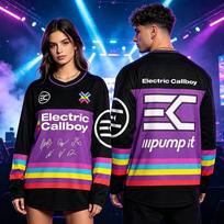 Electric Callboy Tanzneid Pasaulinis turas 2026 Ledo ritulio marškinėliai Unisex Ilgomis rankovėmis Spalvų blokai Dryžuoti Tinklelio Sportiniai marškinėliai Vyrai Moterys T-shirtai 4XL white