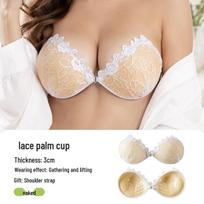 Elegant Lace Bra with 3D Palm-Shaped Cups for Support, Soft Wire-Free, Skin-Friendly Seamless Design B beige