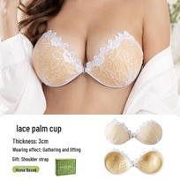 Elegant Lace Bra with 3D Palm-Shaped Cups for Support, Soft Wire-Free, Skin-Friendly Seamless Design D