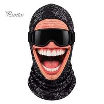 Funny Face Print Balaclava Ski Mask, Realistic Printed Full Cover, Polyester Breathable with Neck Protection for Skiing Snowboarding Motorcycle Riding C black