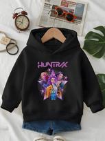 K-pop style  Demon-Hunting Girl  graphic hoodie—a casual autumn/winter piece for kids, suitable for boys and girls for everyday wear. 130 gray