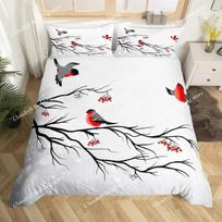 Cartoon Birds Duvet Cover Set,Watercolor Cute Music Animal Bedding Set Comforter Cover,Childlike Style Quilt Cover Set Full Size 70x133cm 2pcs