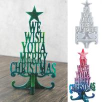 DIY Crystal Epoxy Resin Christmas Tree Letter Desktop Ornaments Decoration Christmas Silicone Mirror Mold blue