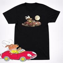 Horror Richard Scarry Dingo Dog Shirt Creepy Kids Book Character Parody Tee M brown