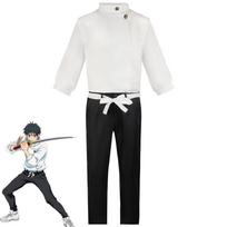 Anime Jujutsu Kaisen Yuta Okkotsu Cosplay Kostiumas Vyrams Moterims Helovino Šventės Uniformos Viršus + Kelnės + Diržas S white