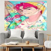 Saja-Boys Print Tapestry, Backdrop, Easy Setup, Ideal for Bedroom, Office & Living Room, with Aesthetic Wall Hanging Decor. 180cmx230cm