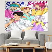 Saja-Boys Print Tapestry, Backdrop, Easy Setup, Ideal for Bedroom, Office & Living Room, with Aesthetic Wall Hanging Decor. 150cmx200cm