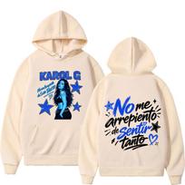 Karol G No Me Arrepiento De Sentir Tanto 2026 Album Print Hoodie Men Women Fashion Loose Casual Vintage Sweatshirt Fan Gifts Top L beige