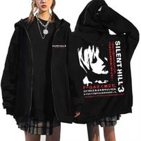 Hooded zipper men's and women's Silent Hill 3 printed pattern casual hoodie for daily men's and women's wear M white