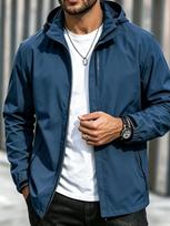 Men's Waterproof Hooded Windbreaker Jacket with Detachable Hood and  EXPLORE  Chest Zip Pocket - Lightweight Outdoor Coat for Hiking M
