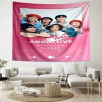 Custom Name BOYNEXTDOOR Print Tapestry, Backdrop, Easy Setup, Ideal for Bedroom, Office & Living Room, with Aesthetic Wall Hanging Decor. 100cmx150cm pink